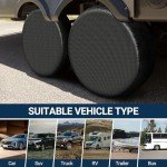 Tire Covers 4 Pack, Tough Tire Wheel Protector for Truck, SUV, Trailer, Camper, RV, Carbon Fiber Spare Tire Cover Sun Rain Snow Protector, Universal Fits Tire Diameters 26.75-29 inches, Black