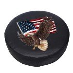 Spare Tire Cover, Wheel Cover with American Eagle USA Flag PVC Leather Waterproof Dust-Proof Universal Fit for Jeep Trailer RV SUV Camper Vehicle (16 Inch)