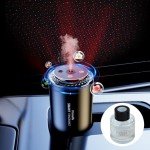 Smart Car Air Freshener, Rechargeable Car Air Freshener Diffuser with Starlight Projector & Atmosphere Light, Adjustable Car Freshener with Ultrasonic Tech & Auto On/Off, 50ml Perfume Included
