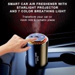 Smart Car Air Freshener, Rechargeable Car Air Freshener Diffuser with Starlight Projector & Atmosphere Light, Adjustable Car Freshener with Ultrasonic Tech & Auto On/Off, 50ml Perfume Included