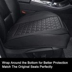 Black Panther Luxury Faux Leather Car Seat Cover Front Bottom Seat Cushion Cover, Anti-Slip and Wrap Around The Bottom, Fits 95% of Vehicles - 1 Piece,Black