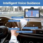 GPS Navigator for Car Truck RV, Latest 2025 Map, 9 inch Touch Screen, Real Voice Spoken Turn-by-Turn Direction Reminding, Speed and Red Light Warning, Vehicle GPS Satellite Navigation System