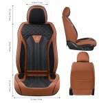 FLORICH Leather Seat Covers, Seat Covers Full Set, Car Seat Protectors 5 Seats,Automotive Seat Covers Fit for Most Cars Trucks-Brown&Black