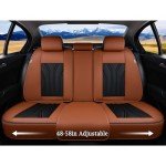 FLORICH Leather Seat Covers, Seat Covers Full Set, Car Seat Protectors 5 Seats,Automotive Seat Covers Fit for Most Cars Trucks-Brown&Black