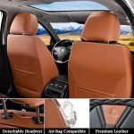 FLORICH Leather Seat Covers, Seat Covers Full Set, Car Seat Protectors 5 Seats,Automotive Seat Covers Fit for Most Cars Trucks-Brown&Black