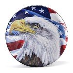 Jayke Joy Spare Tire Cover, Wheel Cover with American Eagle US Flag PVC Leather Waterproof Dust-Proof Universal Fit for Jeep Trailer RV SUV Camper Vehicle (14 Inch)