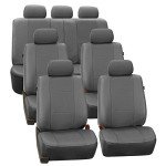 FH Group Three Row Car Seat Covers Deluxe Leatherette with 7 Seater, Airbag Compatible and Rear Split Bench– Universal Fit for Cars Trucks & SUVs (Gray)
