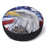 Jayke Joy Spare Tire Cover, Wheel Cover with American Eagle US Flag PVC Leather Waterproof Dust-Proof Universal Fit for Jeep Trailer RV SUV Camper Vehicle (14 Inch)