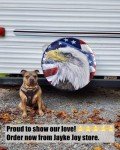 Jayke Joy Spare Tire Cover, Wheel Cover with American Eagle US Flag PVC Leather Waterproof Dust-Proof Universal Fit for Jeep Trailer RV SUV Camper Vehicle (14 Inch)