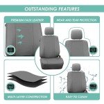 FH Group Three Row Car Seat Covers Deluxe Leatherette with 7 Seater, Airbag Compatible and Rear Split Bench– Universal Fit for Cars Trucks & SUVs (Gray)