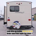 Jayke Joy Spare Tire Cover, Wheel Cover with American Eagle US Flag PVC Leather Waterproof Dust-Proof Universal Fit for Jeep Trailer RV SUV Camper Vehicle (14 Inch)