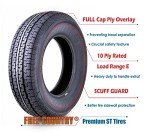 Free Country Grand Ride Set 4 Trailer Tires ST225/75R15 10 Ply Load Range E Steel Belted Radial w/Featured Scuff Guard 8mm Tread Depth