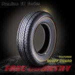 Free Country Grand Ride Set 4 Trailer Tires ST225/75R15 10 Ply Load Range E Steel Belted Radial w/Featured Scuff Guard 8mm Tread Depth