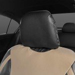 Motor Trend Beige Faux Leather Car Covers for Front Seats – Premium Automotive Bucket Seat Covers, Made for Vehicles with Removable Headrests, Interior Covers for Truck Van SUV