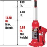 BIG RED T90203C Torin Welded Car Bottle Jack with Vertical and Horizontal Usage: Capacity 2 Ton (4,000 LBs), Red