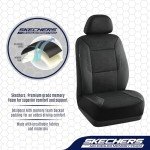 Skechers Memory Foam Leather Car Seat Covers, Air Cool Mesh Thick Seat Covers, Two Front car seat Protector, Airbag Compatible, Automotive Comfort Protection for Most Cars, Vans, Trucks, SUV (Black)