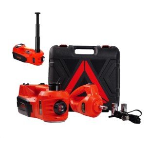 ROGTZ Electric Hydraulic Car Jack Kit with Impact Wrench and Tire Inflator Pump, 5 Ton 12V Hydraulic Jack for SUV Sedans Tire Change with LED Light(Red)