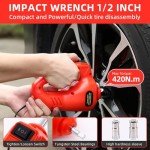 ROGTZ Electric Hydraulic Car Jack Kit with Impact Wrench and Tire Inflator Pump, 5 Ton 12V Hydraulic Jack for SUV Sedans Tire Change with LED Light(Red)