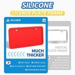 Aujen Silicone License Plate Frames 2 PCS for US Standard Car, Rattle-Proof and Easy Installation License Plate Holder (Black)