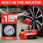 ROGTZ Electric Hydraulic Car Jack Kit with Impact Wrench and Tire Inflator Pump, 5 Ton 12V Hydraulic Jack for SUV Sedans Tire Change with LED Light(Red)