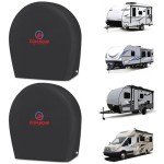 RV Tire Covers 2 Pack, Tough Tire Wheel Protector for Truck, Travel Trailer, Motorhome, SUV, Camper, Boat, Van, PU Oxford Waterproof Sun Rain Snow Protector Cover, Fits Tire Diameters 26-29 inch