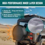 AmFor 26-27 inch Spare Tire Cover, Universal Fit for Jeep, Trailer, RV, SUV, Truck,Tough Tire Wheel Soft Cover Diameter 26" - 27", Camper Wheel, Weatherproof Tire Protectors (Black)