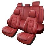 MINGBRON Red Car Seat Covers,Leather Car Seat Cover, Waterproof Seat Covers Full Set, Fit RAV4 Accord Altima Rogue CX5 CRV Wine Red