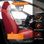 MINGBRON Red Car Seat Covers,Leather Car Seat Cover, Waterproof Seat Covers Full Set, Fit RAV4 Accord Altima Rogue CX5 CRV Wine Red