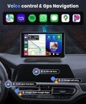 Podofo Wireless Carplay Screen for Car,7inch 1080P HD IPS Touch Screen Portable Car Radio Audio Receivers, Wireless Android Auto Screen 2 Mount/2 Bluetooth/MirrorLink/GPS/Voice Control/AUX/FM Transmit