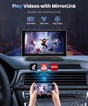 Podofo Wireless Carplay Screen for Car,7inch 1080P HD IPS Touch Screen Portable Car Radio Audio Receivers, Wireless Android Auto Screen 2 Mount/2 Bluetooth/MirrorLink/GPS/Voice Control/AUX/FM Transmit