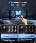Podofo Wireless Carplay Screen for Car,7inch 1080P HD IPS Touch Screen Portable Car Radio Audio Receivers, Wireless Android Auto Screen 2 Mount/2 Bluetooth/MirrorLink/GPS/Voice Control/AUX/FM Transmit