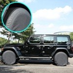 Amooca Spare Tire Cover Thickening PVC Leather Automotive Wheel Cover Universal Fit for SUV Truck Camper Trailer RV JP FJ Waterproof Sun Rain Snow Tire Protector Black 27-29 inch