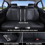 Coverado Car Seat Covers Full Set, Front and Back Seat Covers for Cars, Luxury Faux Leather Waterproof Seat Covers, Black Car Seat Covers, Car Seat Protector Accessories Universal Fit Most Vehicles