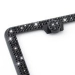 FIISFIIS Bling License Plate Frame for Women,2 Pack Premium Stainless Steel Rhinestone License Plate Holder,Handmade Glitter Crystal Diamond Girl Lincense Plate Tag Cover,Bedazzled Sparkly-Black