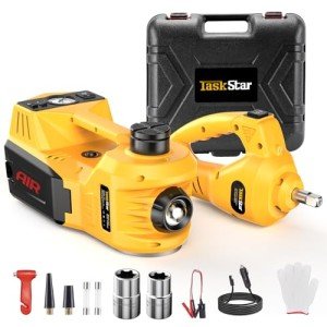 TaskStar Electric Car Jack Kit,5 Ton 12V Car Jack Hydraulic with Electric Impact Wrench and Tire Inflator Pump, Portable Car Jack Kit for SUV MPV Sedan Truck Change Tires Garage Repair
