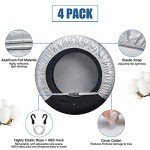SYERAL RV Tire Covers Set of 4, Waterproof Anti-UV Snow Sun Rain Wheel Tire Protectors Covers for Trailer,Camper,RV,Truck,SUV,27-29inch(M) Silver Aluminum Film