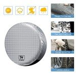 SYERAL RV Tire Covers Set of 4, Waterproof Anti-UV Snow Sun Rain Wheel Tire Protectors Covers for Trailer,Camper,RV,Truck,SUV,27-29inch(M) Silver Aluminum Film