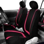FH Group Car Seat Covers Full Set Cloth - Universal Fit Washable Automotive Seat Covers, Low Back Front Seat Covers, Solid Back Seat Cover for SUV, Sedan and Van Pink