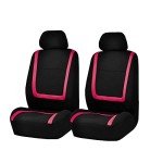 FH Group Car Seat Covers Full Set Cloth - Universal Fit Washable Automotive Seat Covers, Low Back Front Seat Covers, Solid Back Seat Cover for SUV, Sedan and Van Pink