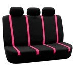 FH Group Car Seat Covers Full Set Cloth - Universal Fit Washable Automotive Seat Covers, Low Back Front Seat Covers, Solid Back Seat Cover for SUV, Sedan and Van Pink