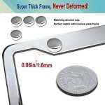Stainless Steel License Plate Frame- 2 Pack License Plate Holder, with Screws, Chrome Caps, Heavy Duty Rustproof Metal Front Rear Car Tag Cover