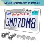 Stainless Steel License Plate Frame- 2 Pack License Plate Holder, with Screws, Chrome Caps, Heavy Duty Rustproof Metal Front Rear Car Tag Cover