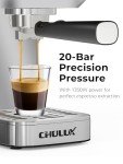 CHULUX Kom-Pro Espresso Machine 20 Bar, Semi Automatic Stainless Steel Coffee Machine for Home Latte Cappuccino Espresso Maker, Powerful Milk Frother Steam Wand