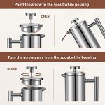 Meelioliving Small French Press 350ml Coffee Maker, Double-Wall Insulated French Press Coffee Press Stainless Steel, Included 2 Extra Fliters and 1 Coffee Spoon (1 cup, 12 OZ)