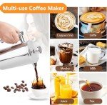 Meelioliving Small French Press 350ml Coffee Maker, Double-Wall Insulated French Press Coffee Press Stainless Steel, Included 2 Extra Fliters and 1 Coffee Spoon (1 cup, 12 OZ)