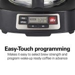 Hamilton Beach 5 Cup Drip Coffee Maker with Easy FrontFill Basket, Compact Design, Programmable Clock, Glass Carafe, Auto Pause and Pour, Black & Stainless Steel (46111)