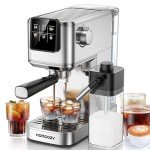 20 Bar Espresso Coffee Machine with Rapid Cold Brew Technology, Separate Milk Tank, Touch Screen Control, Water Tank, Ideal for Lattes, Cappuccinos, Americano, Home & Office Use, Stainless Steel