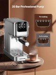 20 Bar Espresso Coffee Machine with Rapid Cold Brew Technology, Separate Milk Tank, Touch Screen Control, Water Tank, Ideal for Lattes, Cappuccinos, Americano, Home & Office Use, Stainless Steel