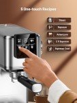 20 Bar Espresso Coffee Machine with Rapid Cold Brew Technology, Separate Milk Tank, Touch Screen Control, Water Tank, Ideal for Lattes, Cappuccinos, Americano, Home & Office Use, Stainless Steel