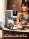 20 Bar Espresso Coffee Machine with Rapid Cold Brew Technology, Separate Milk Tank, Touch Screen Control, Water Tank, Ideal for Lattes, Cappuccinos, Americano, Home & Office Use, Stainless Steel